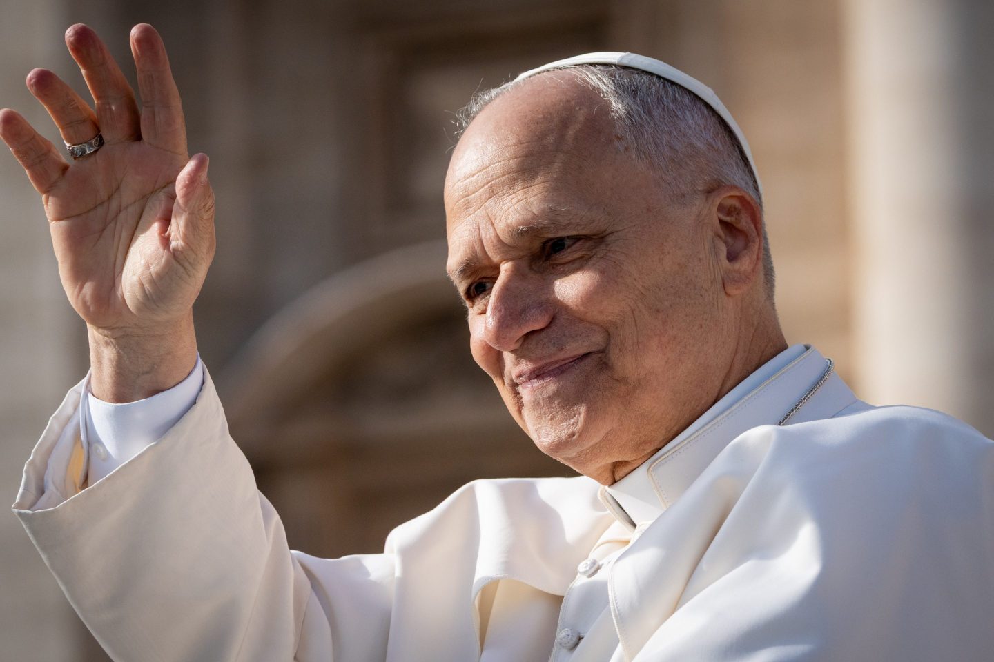 Pope Leo XIV waves